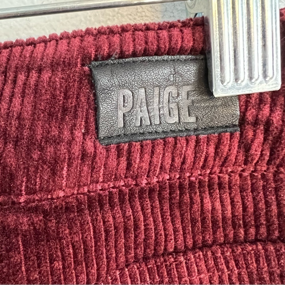 PAIGE Hoxton Ankle Corduroy Skinny Jeans Burgundy Women's Size 32 Office - Picture 9 of 11
